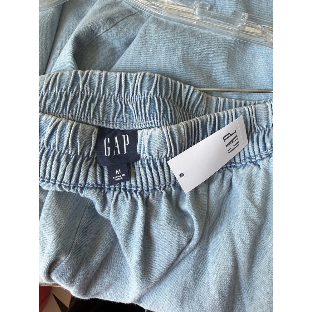 Gap Denim Mdi Handkerchief Elastic Waist Light Wash Blue Size M - Picture 2 of 7